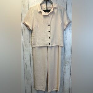 Faith and Joy, Cream Color Two piece- Shirt and pants Size Petite Small